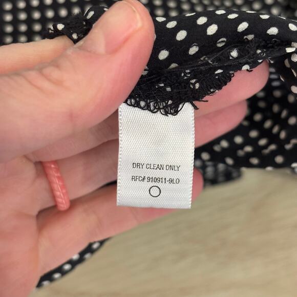George ME Shirt Women XL Black Silk Dolka Dot Blouse Ruffle Button Career Church - Picture 12 of 12
